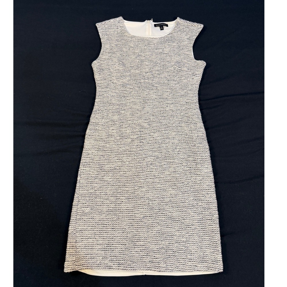Banana Republic Womens Blue White Tweed Knit Sleeveless Shift Dress 6 326307-00